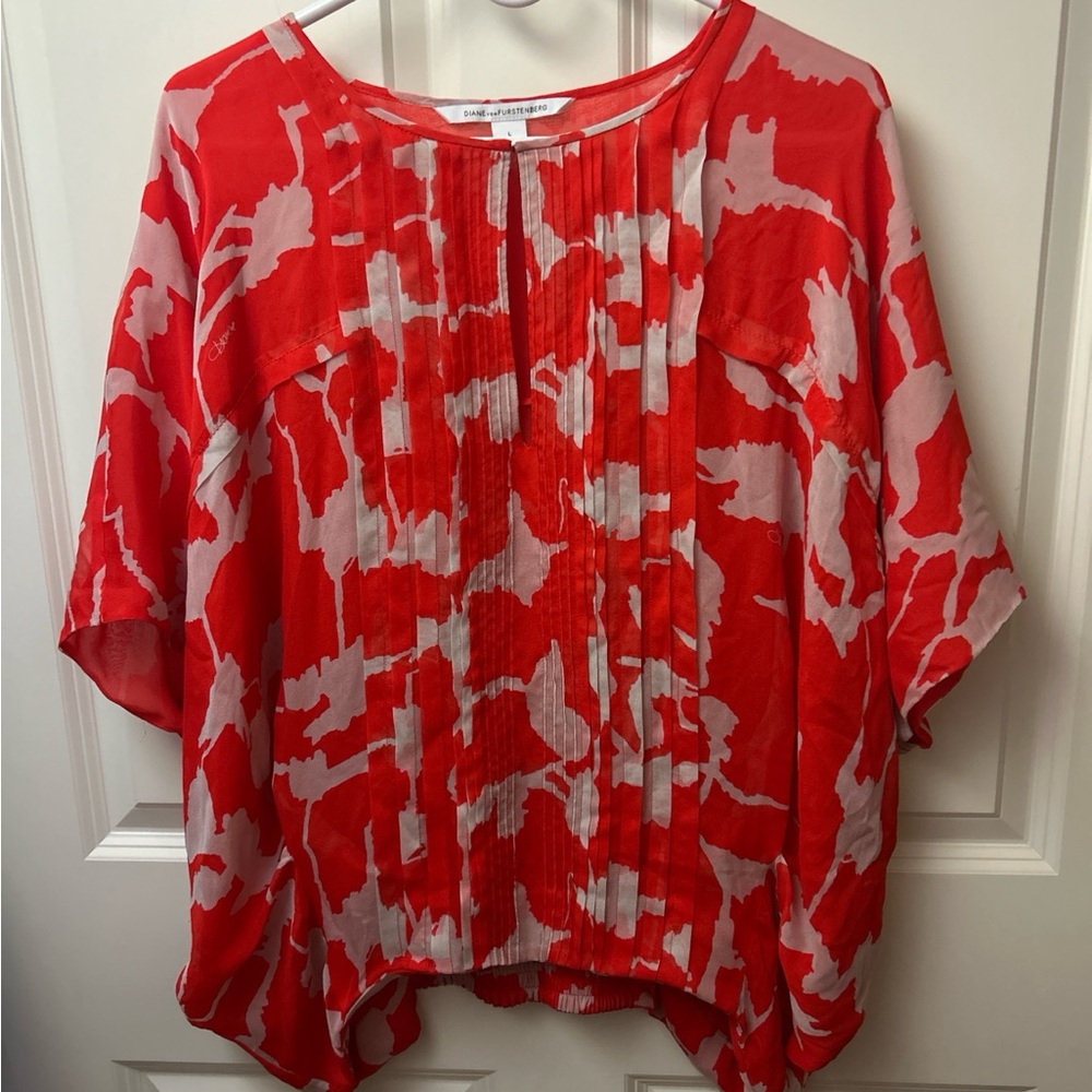 Diane Von Furstenberg Red and White Blouse